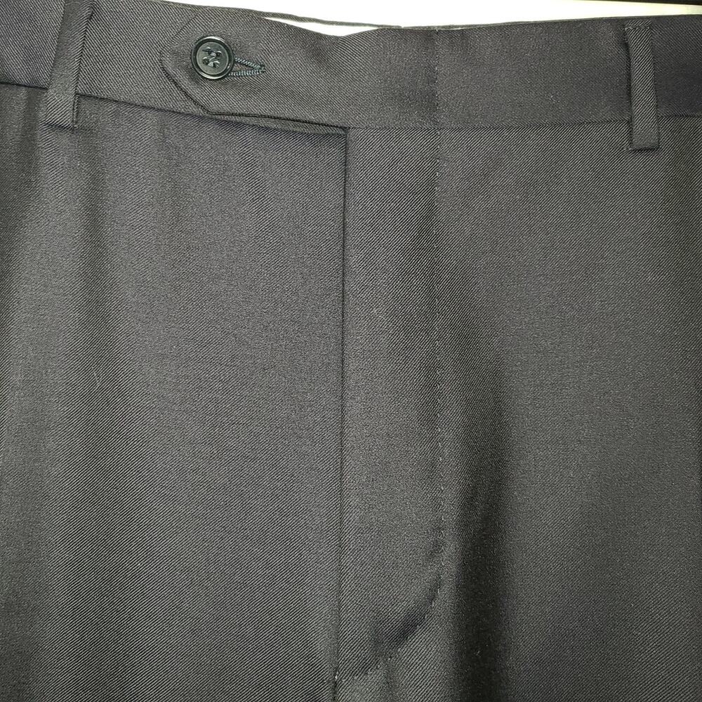 Canali Luxury Dress Pants Mens 36 Black Flat Front 100% Wool AS10315 Italy - Picture 3 of 11